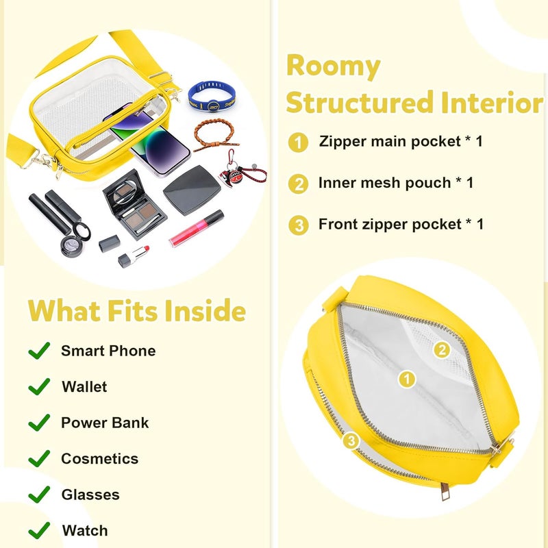 KETIEE Clear Crossbody Bag, Stadium Approved Clear Purse Bag for Concerts Sports Events Festivals - Image 3